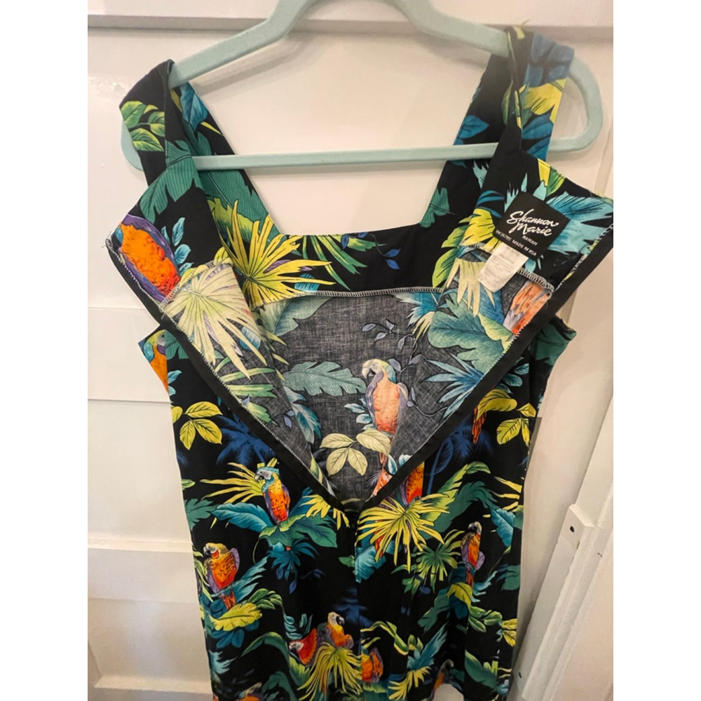 Vintage Shannon Marie Hawaii Dress Parrot Tropical Print Cotton XL USA - Picture 5 of 6